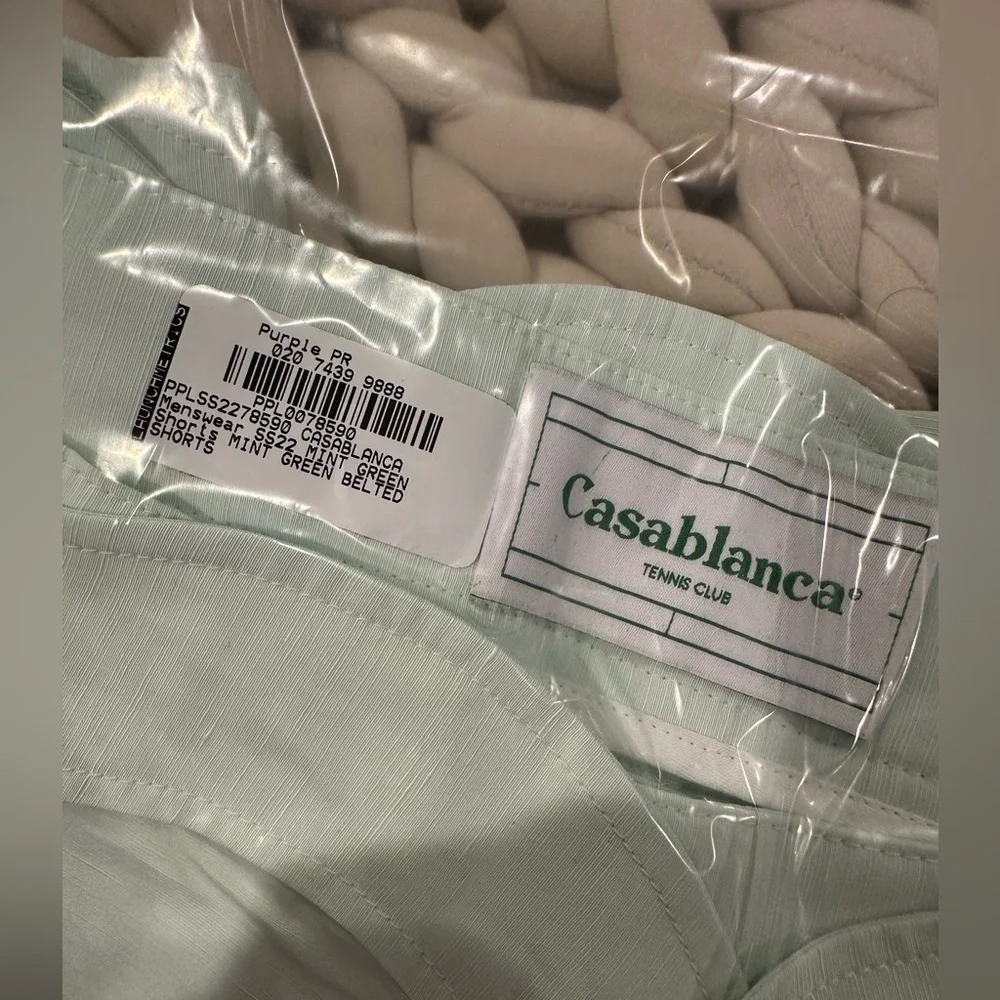 Casablanca Tennis Club Mens SS22 Mint Green Belted Pleated Shorts Size 30 Approx